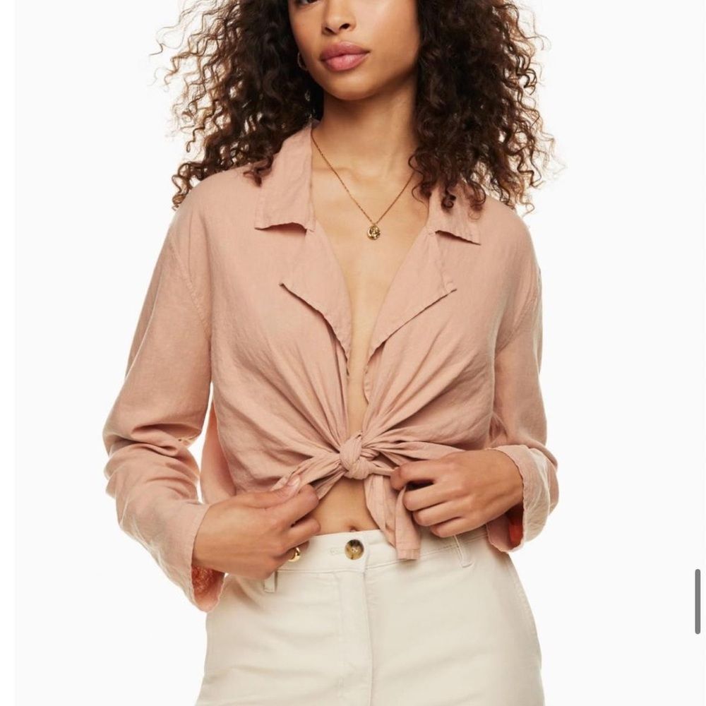 Aritzia Wilfred Free Aperitif Linen Top‎ Pink Women's S